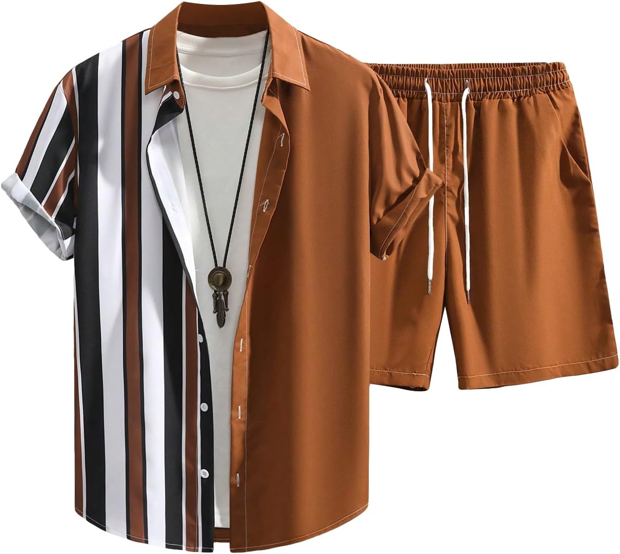 Shorts Brown a rayas Shorcamiseta & Set para hombre