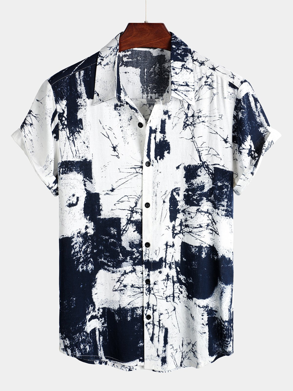 Camisa retro de manga corta Holiday casual para hombre