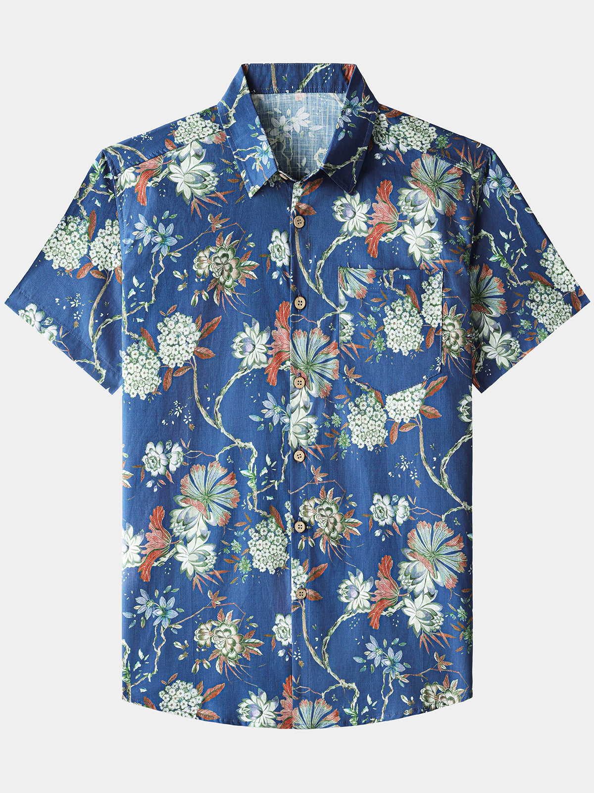Camisa de algodón Beach floral de manga corta con botones transpirable Cool para hombre