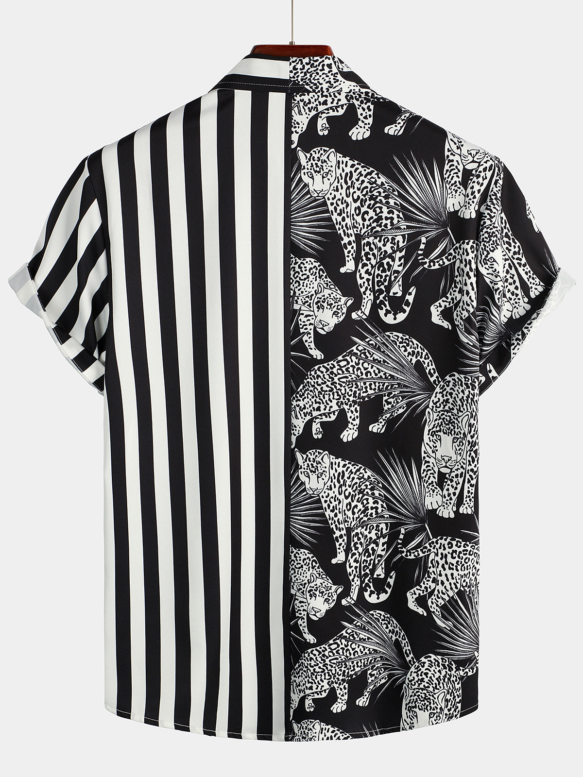 Camisa Leopard & a rayas Pocket Holiday casual para hombre