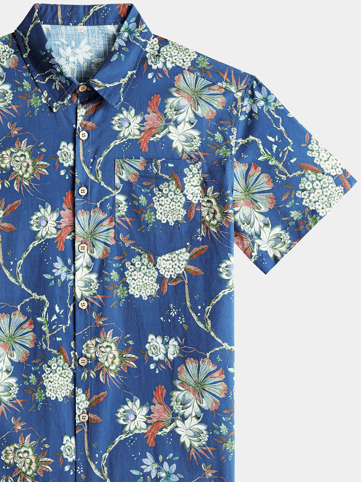 Camisa de algodón Beach floral de manga corta con botones transpirable Cool para hombre