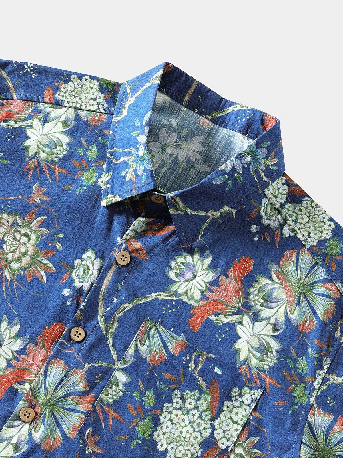 Camisa de algodón Beach floral de manga corta con botones transpirable Cool para hombre