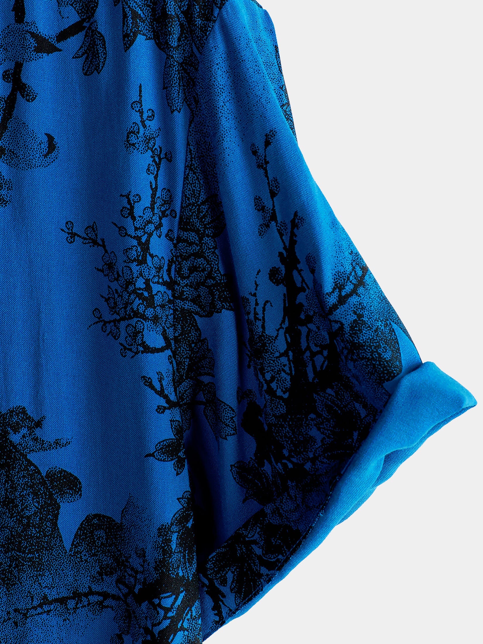 Camisa Blue vintage floral Summer Holiday Hawaiian transpirable Button Up de manga corta para hombre