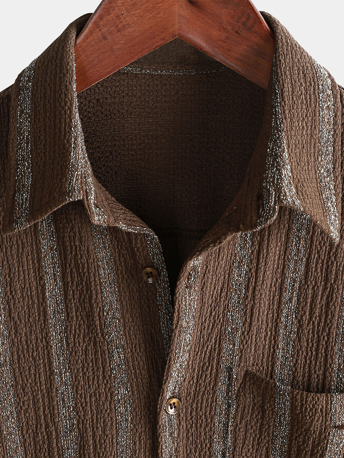 Camisa Summer a rayas Pocket Button Up de manga corta Hawaiian para hombre