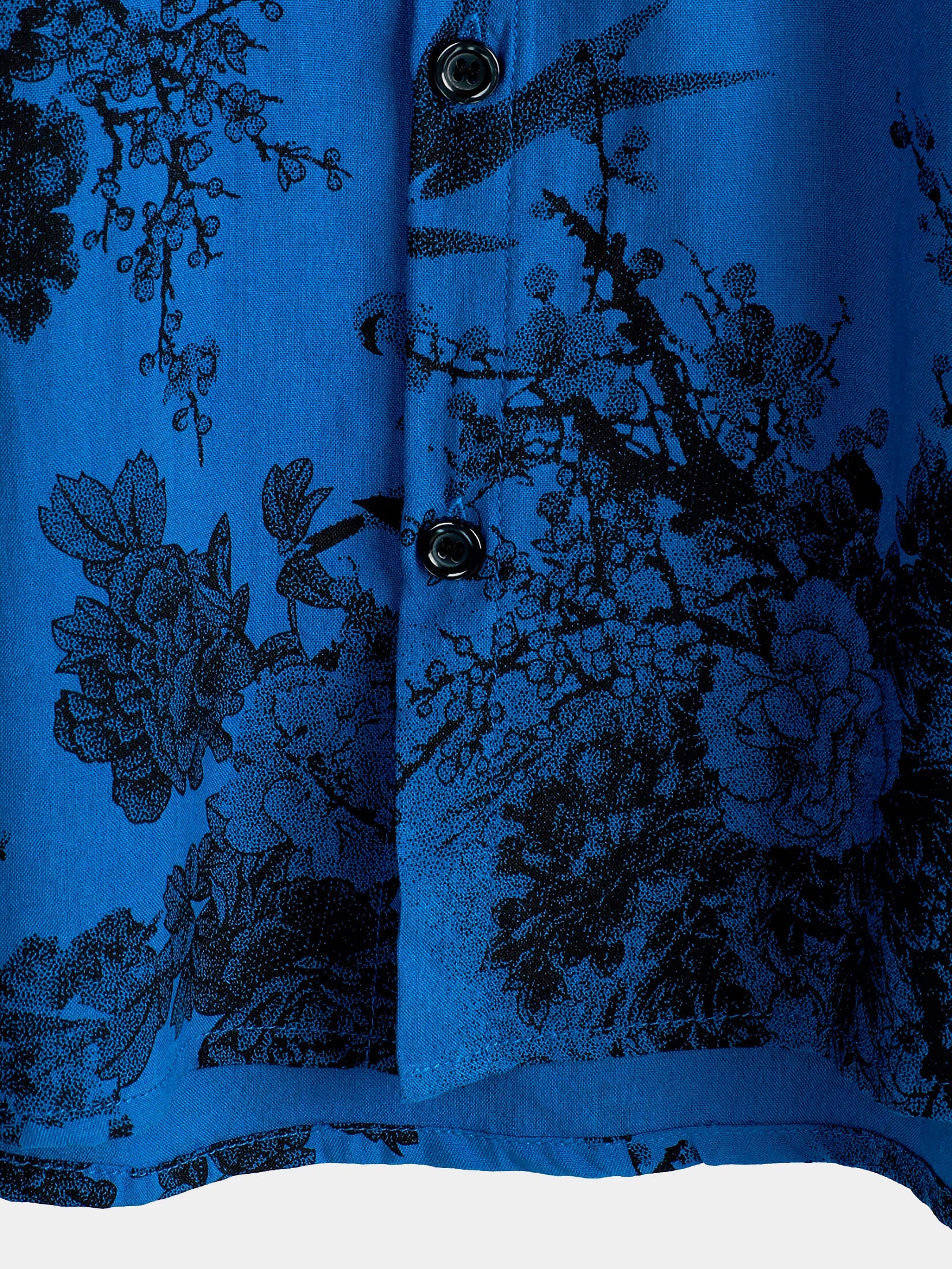 Camisa Blue vintage floral Summer Holiday Hawaiian transpirable Button Up de manga corta para hombre