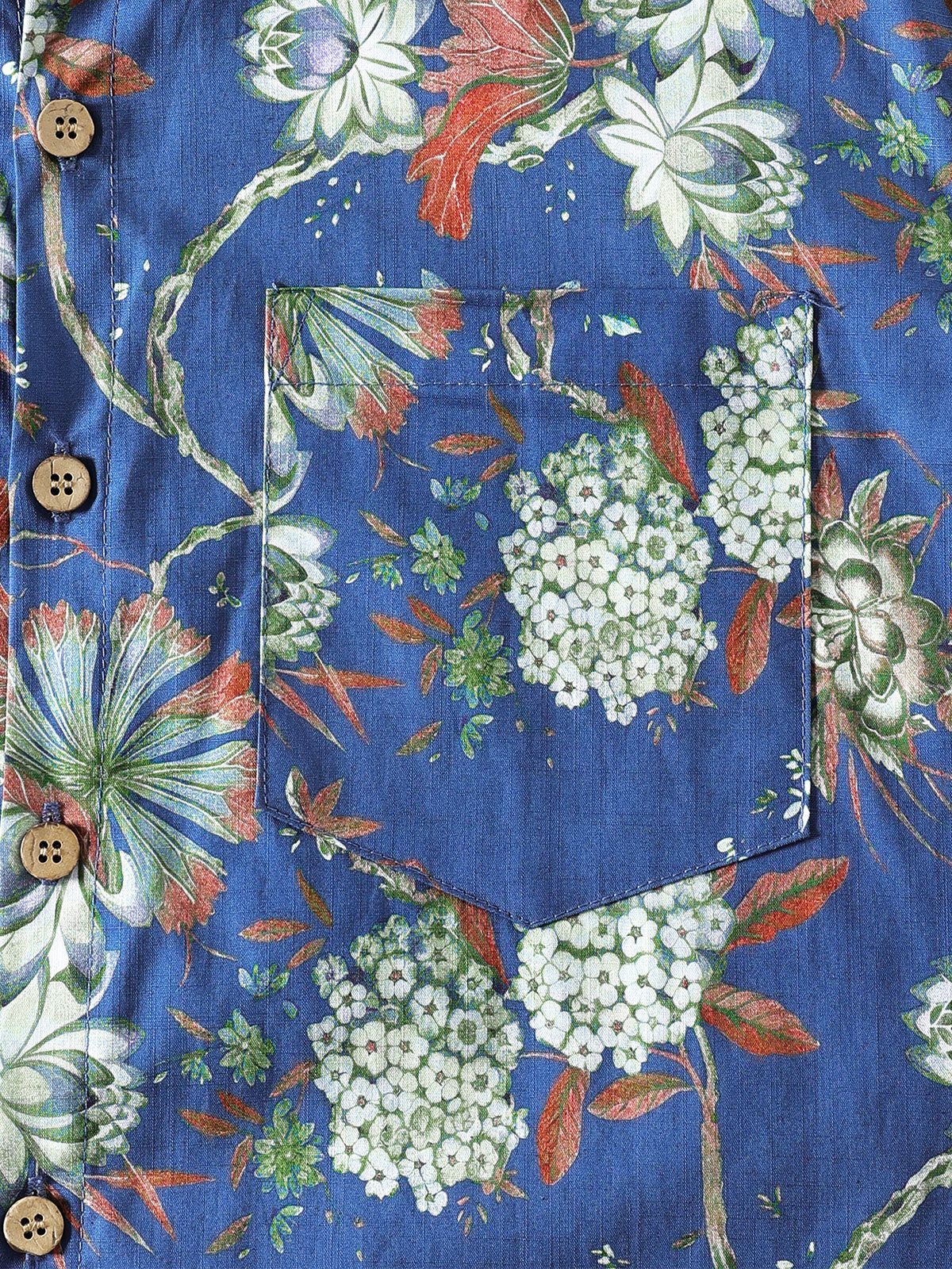 Camisa de algodón Beach floral de manga corta con botones transpirable Cool para hombre