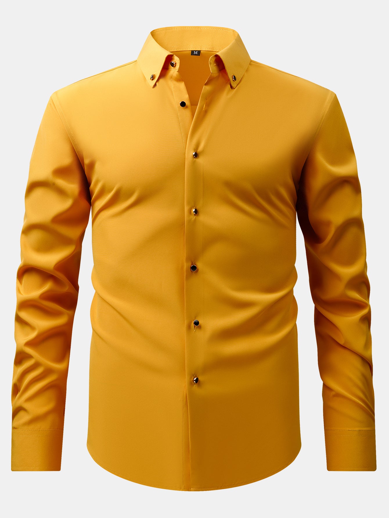 Camisa de vestir de manga larga with Faux Gemstone Metal Rim Buttons