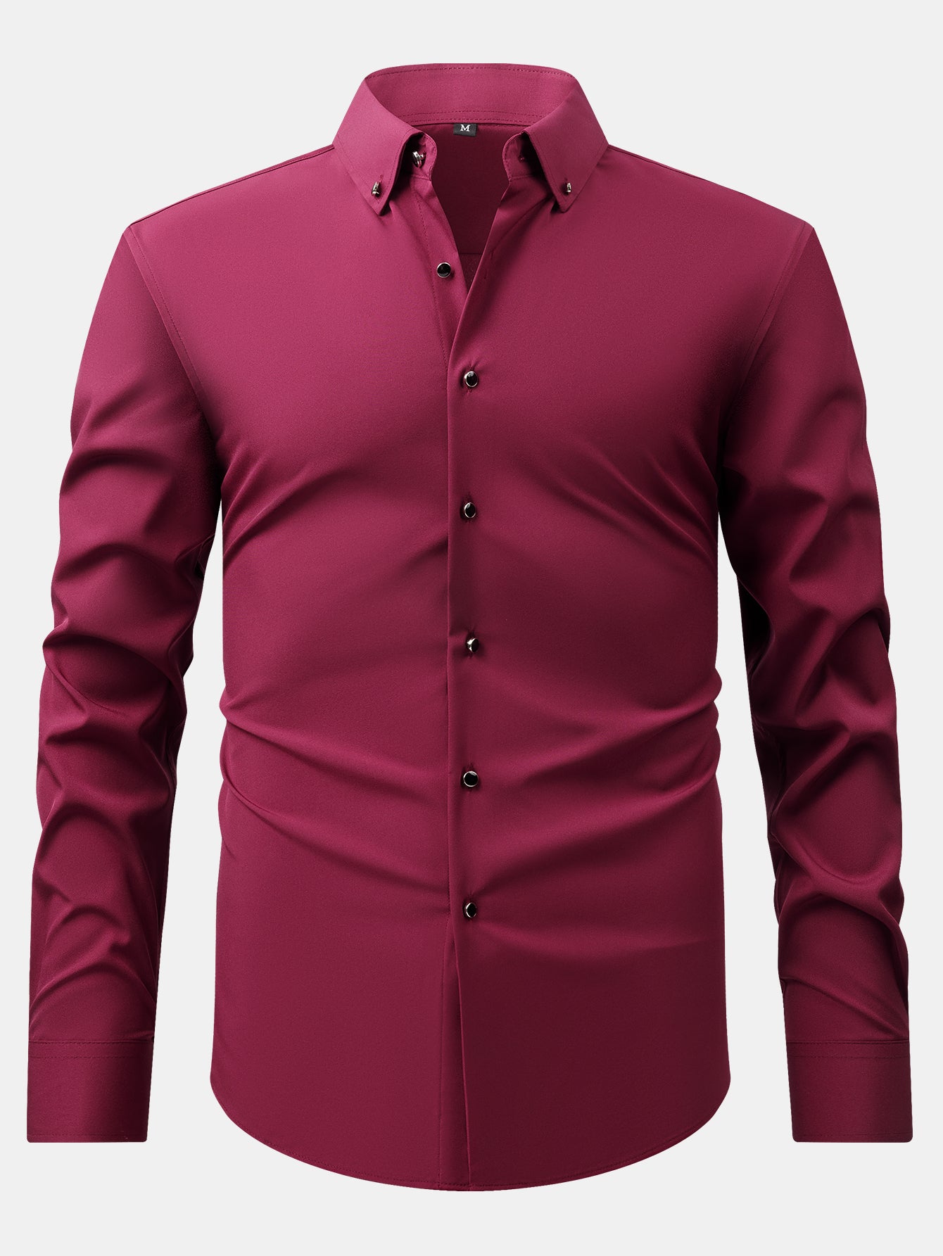 Camisa de vestir de manga larga with Faux Gemstone Metal Rim Buttons
