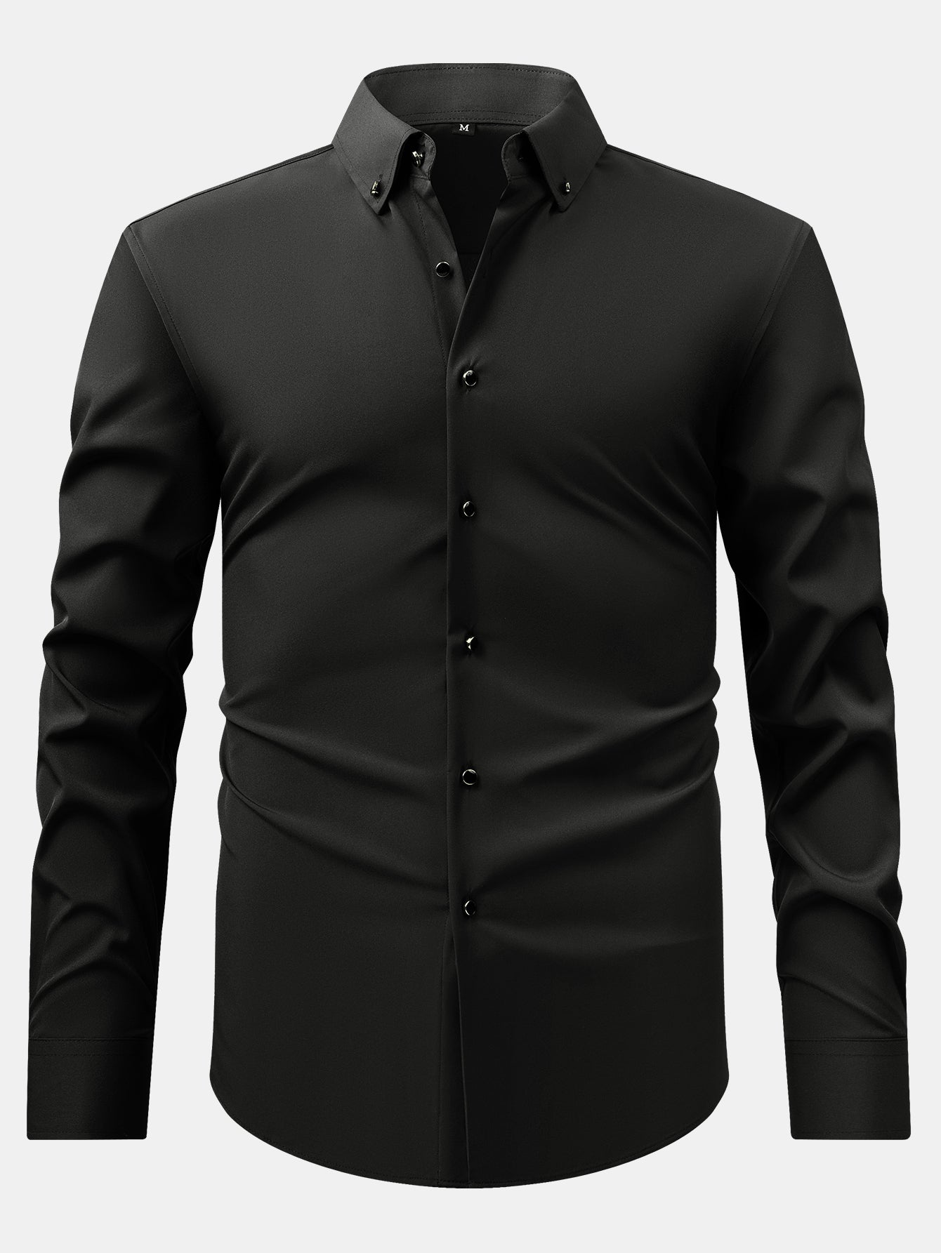 Camisa de vestir de manga larga with Faux Gemstone Metal Rim Buttons