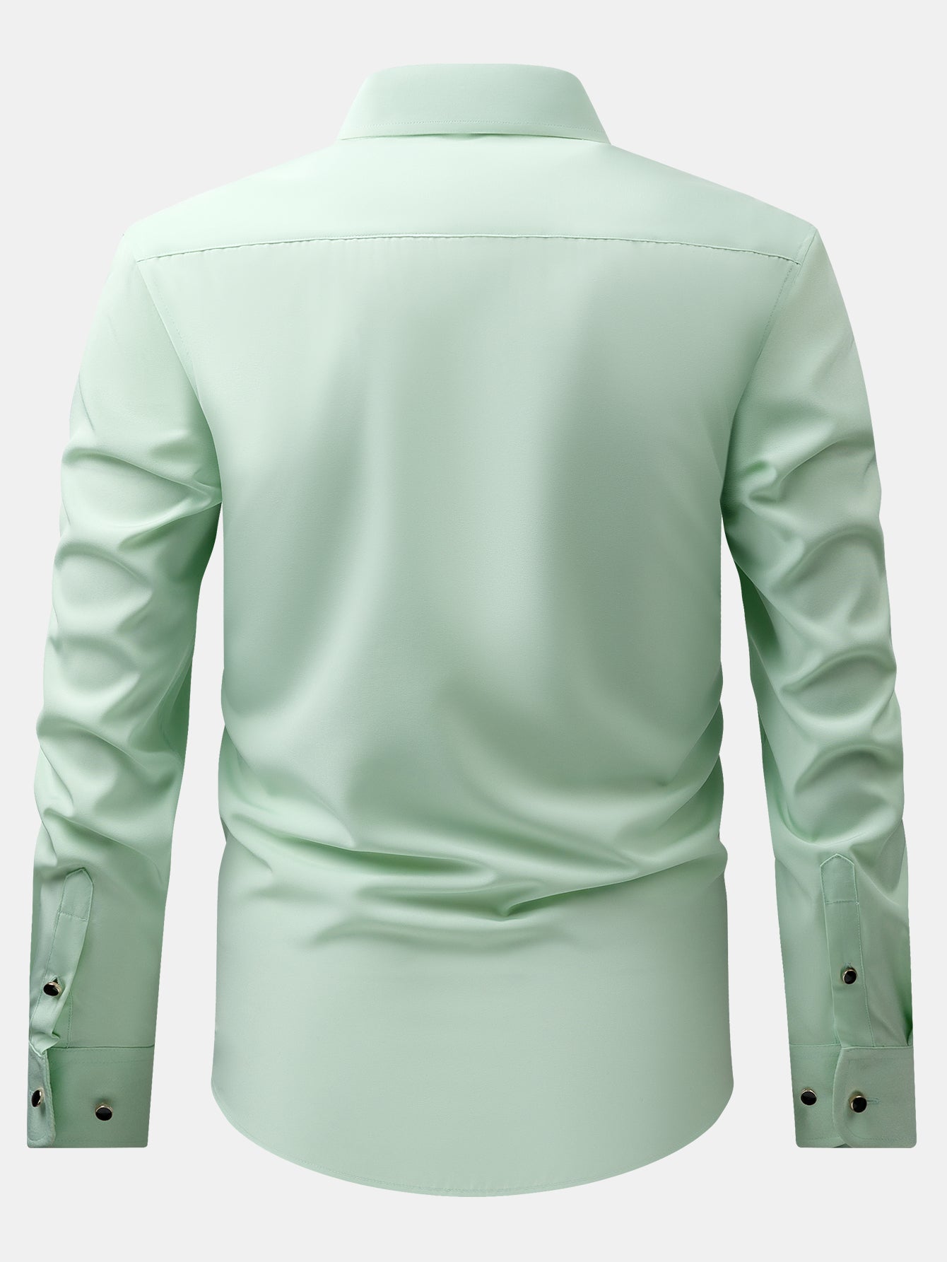Camisa de vestir de manga larga with Faux Gemstone Metal Rim Buttons