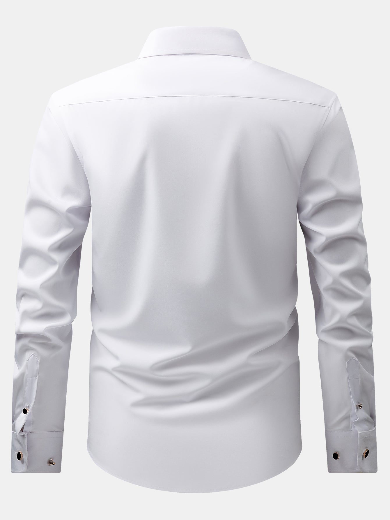 Camisa de vestir de manga larga with Faux Gemstone Metal Rim Buttons