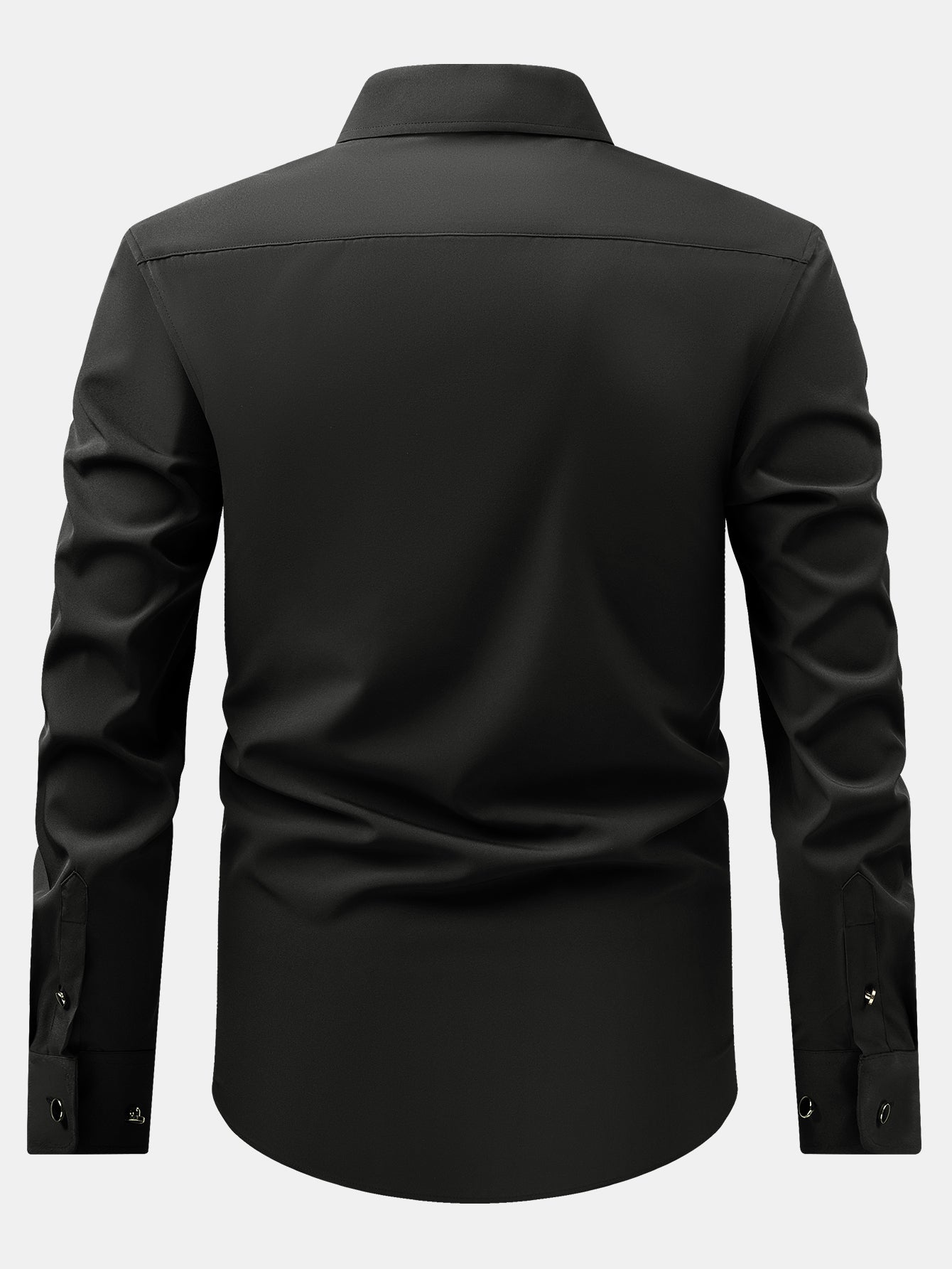Camisa de vestir de manga larga with Faux Gemstone Metal Rim Buttons