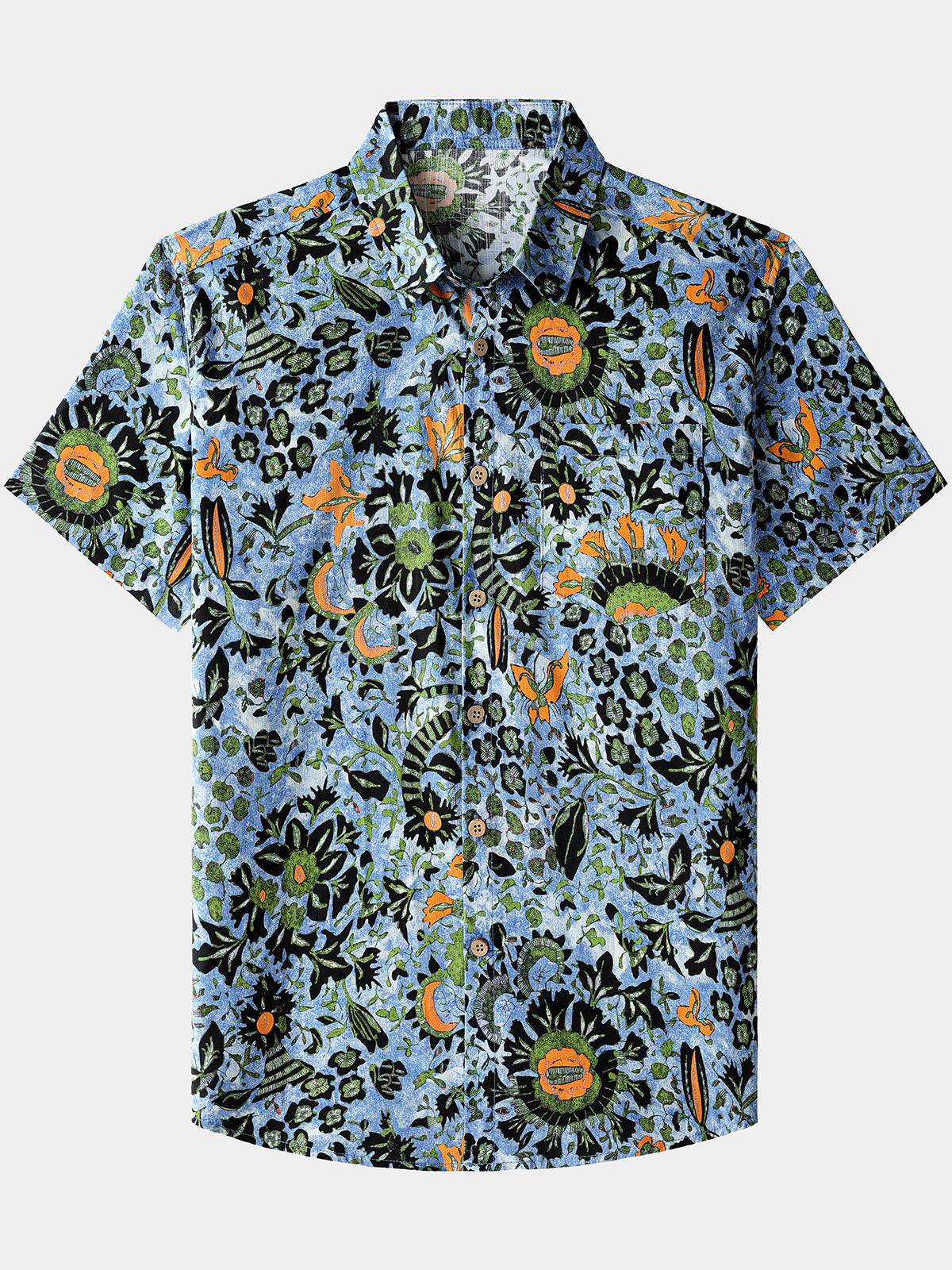 Camisa Boho floral de manga corta transpirable Cool casual Vacation para hombre