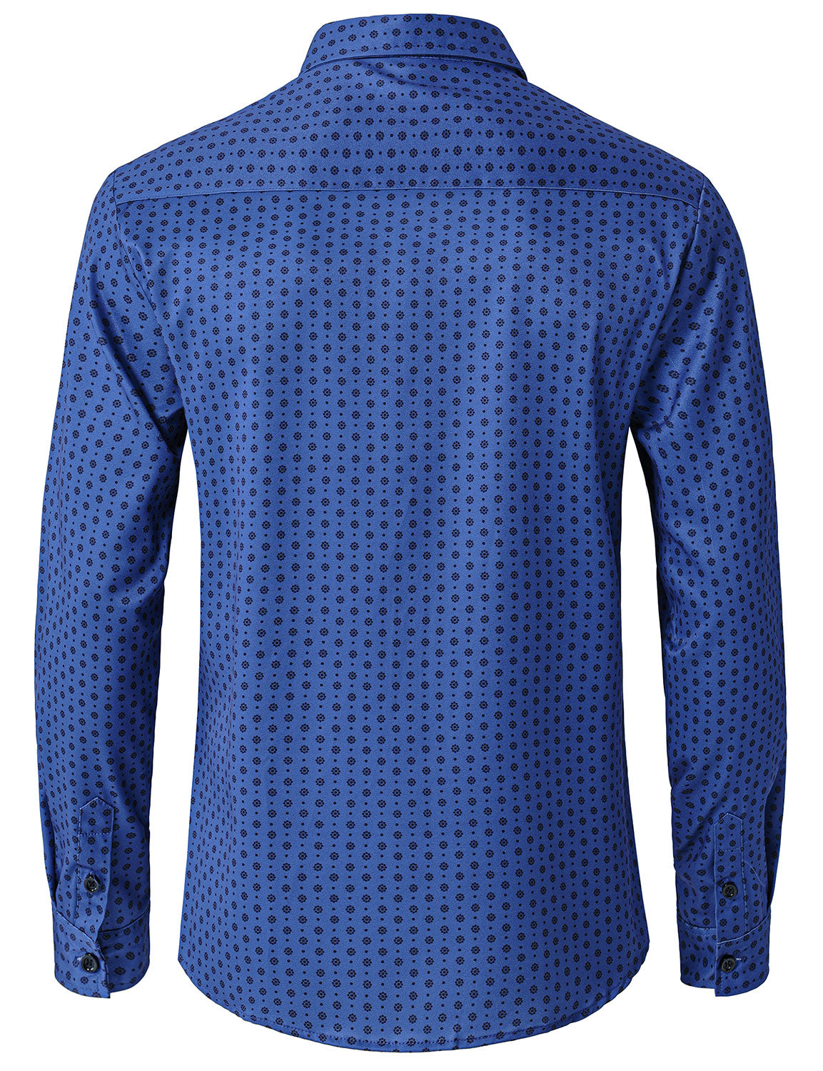 Camisa Blue retro Geometric estampado de manga larga para hombre