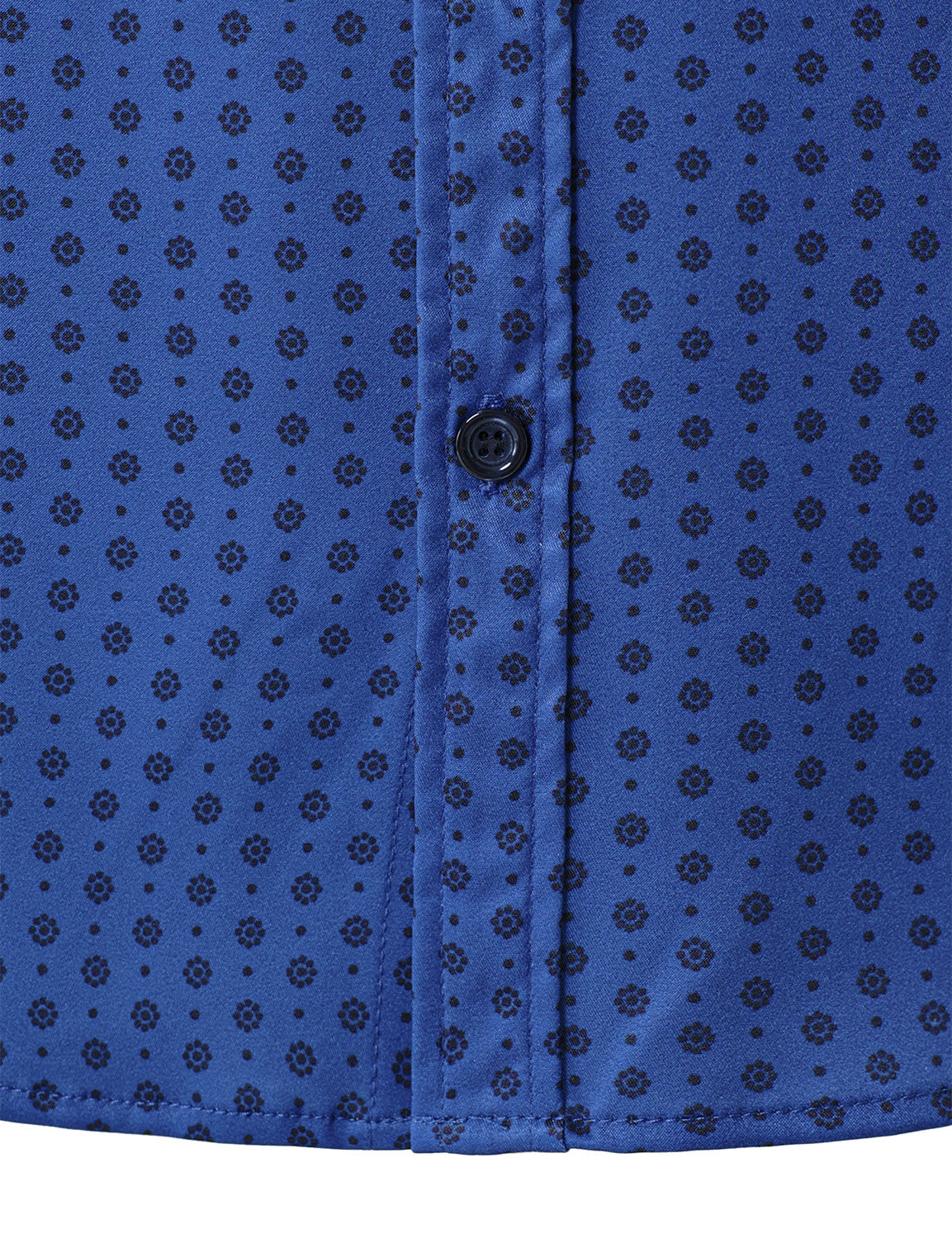 Camisa Blue retro Geometric estampado de manga larga para hombre