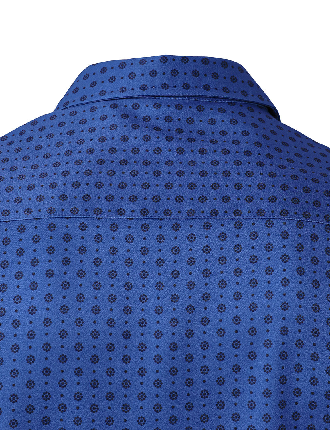 Camisa Blue retro Geometric estampado de manga larga para hombre