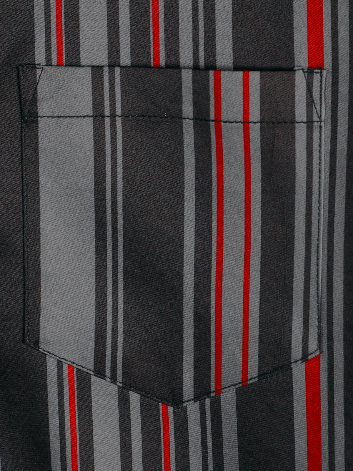 Camisa retro Black And Red Vertical a rayas Pocket vintage 70s de manga corta para hombre