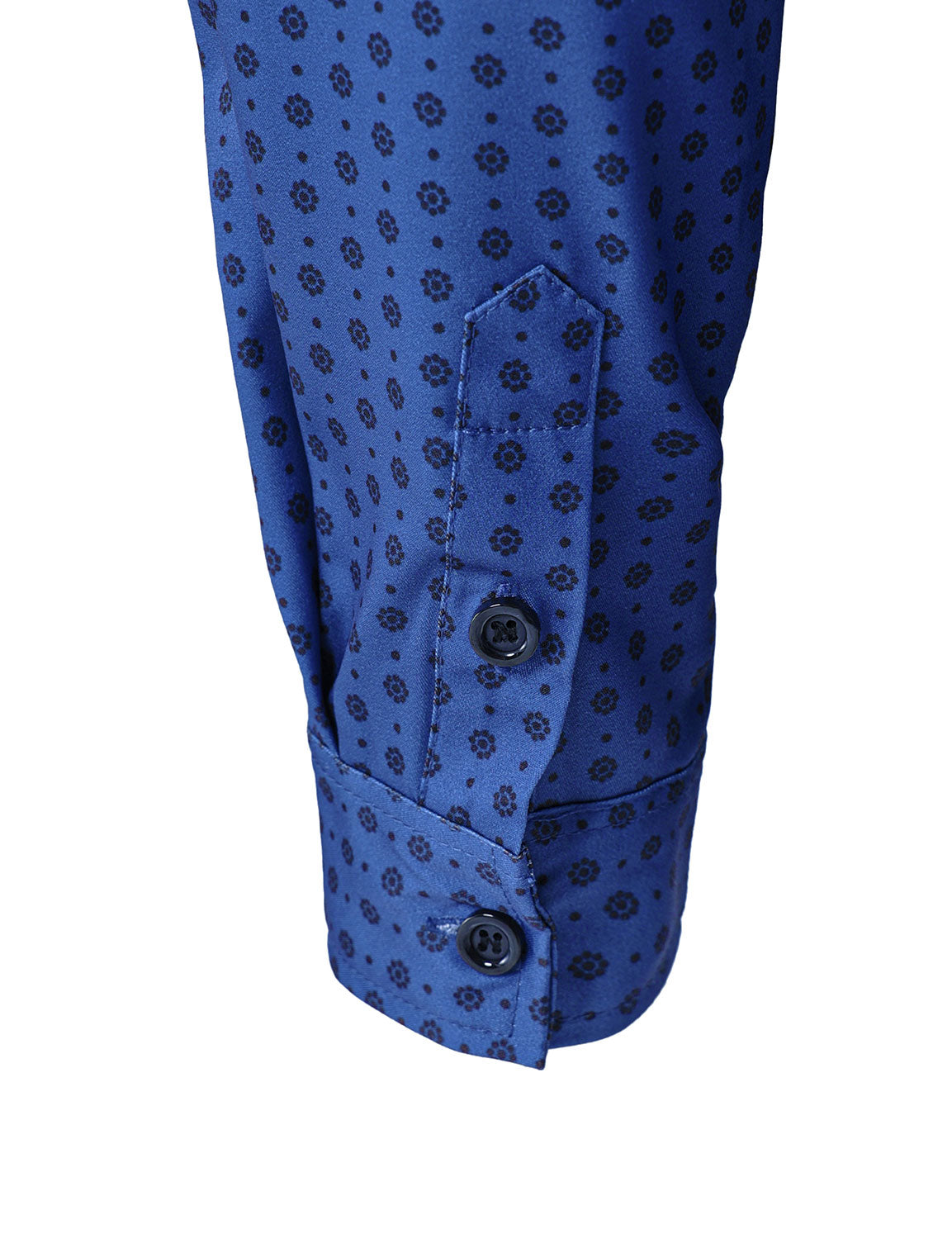Camisa Blue retro Geometric estampado de manga larga para hombre