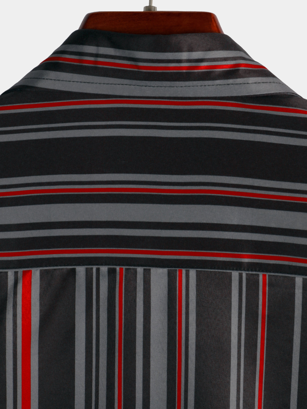 Camisa retro Black And Red Vertical a rayas Pocket vintage 70s de manga corta para hombre