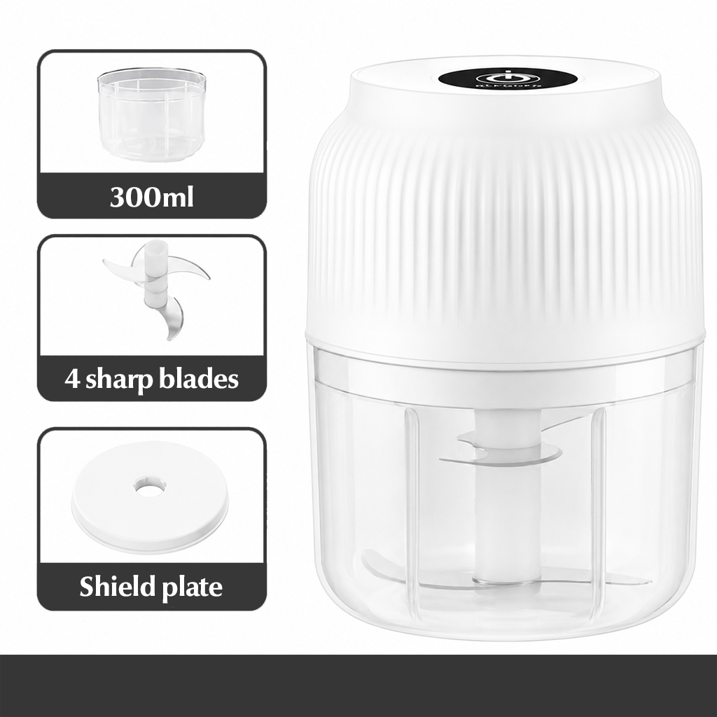 Cordless 300ML Electric Food Chopper With 4 Sharp Blades For Garlic Vegetables And Meat