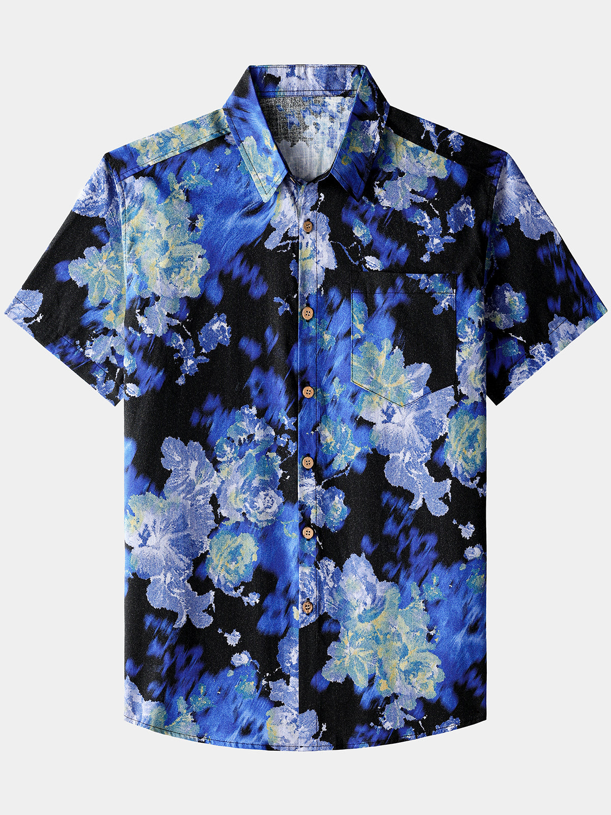 Camisa Tie Dye floral de manga corta Button Up transpirable Cool casual para hombre