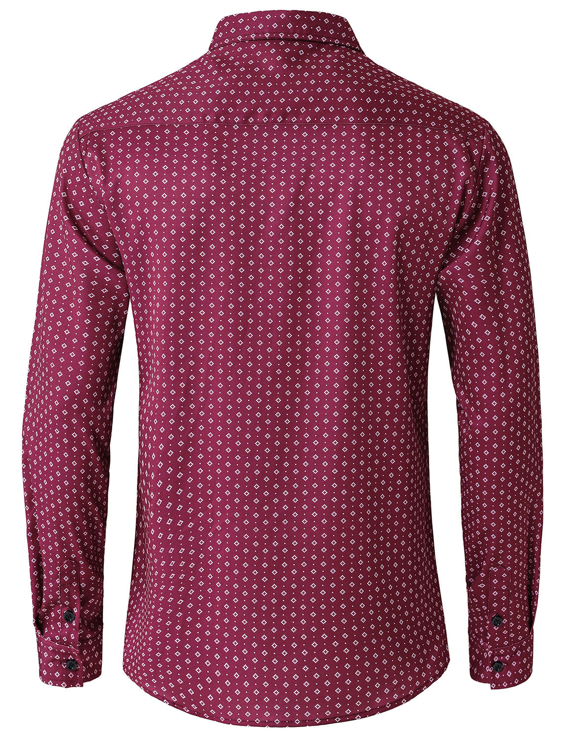 Camisa Red retro Geometric estampado de manga larga para hombre