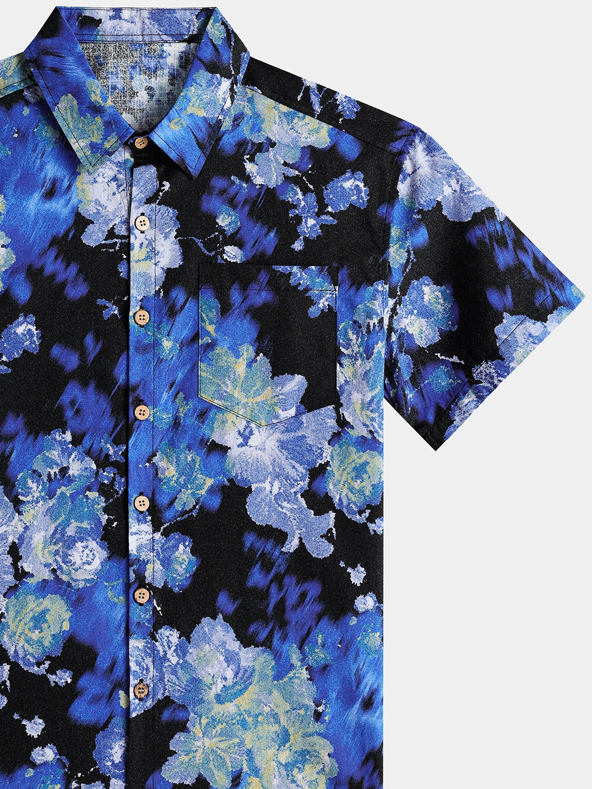 Camisa Tie Dye floral de manga corta Button Up transpirable Cool casual para hombre