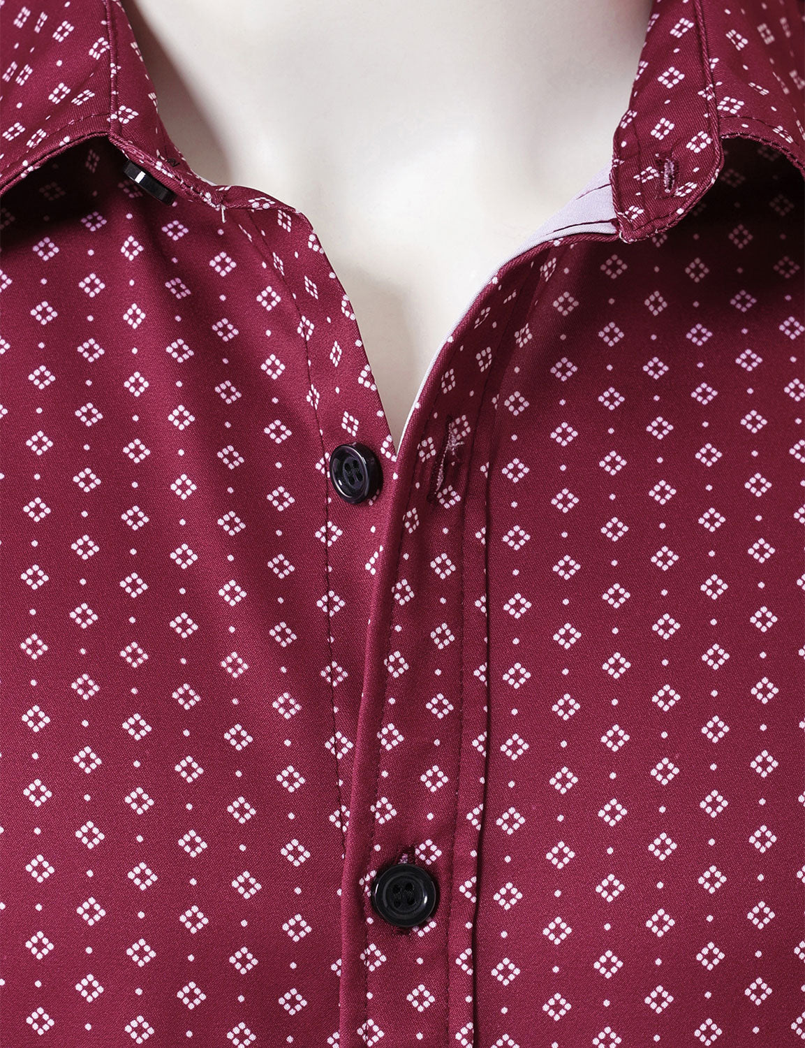 Camisa Red retro Geometric estampado de manga larga para hombre