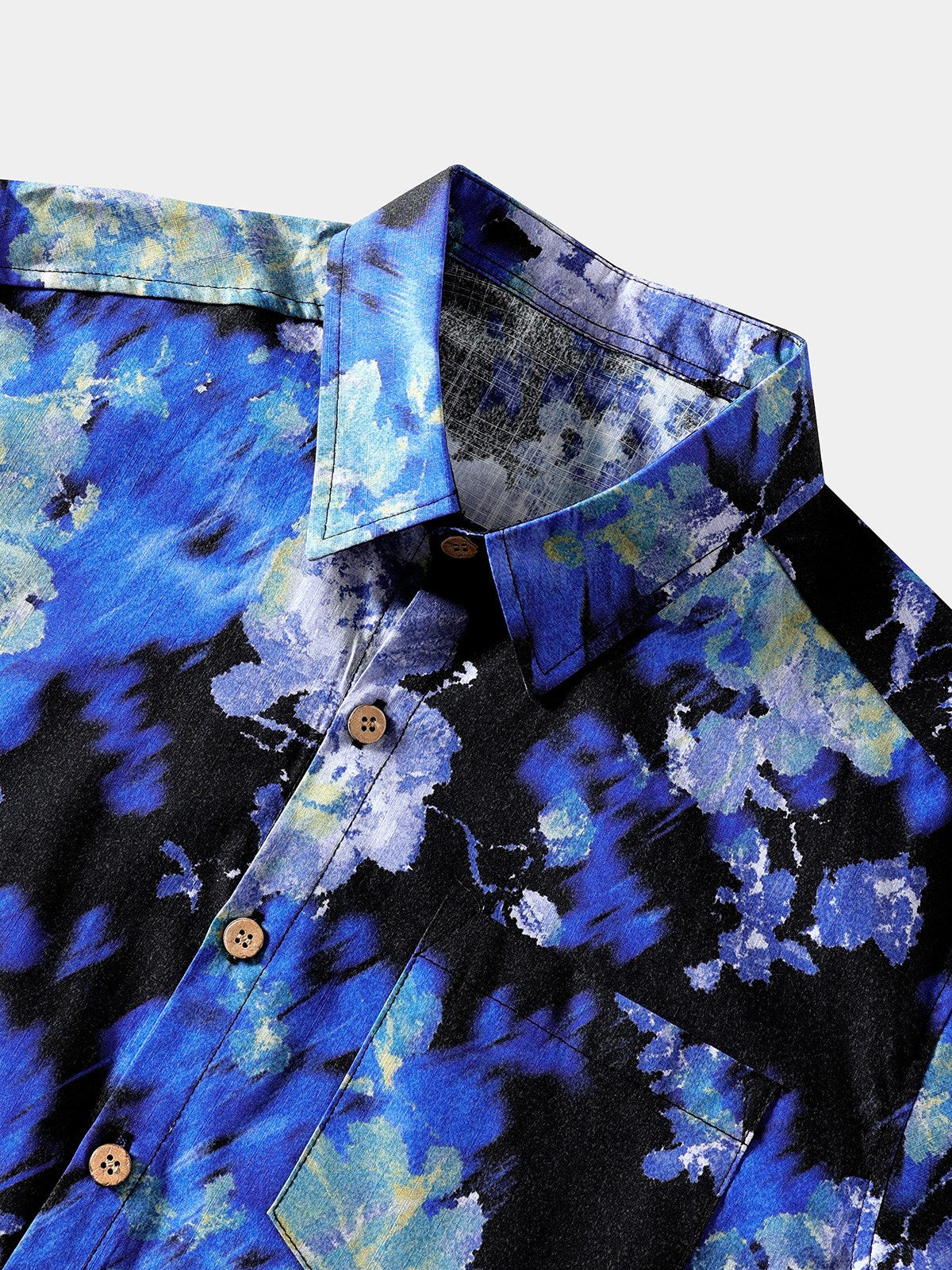 Camisa Tie Dye floral de manga corta Button Up transpirable Cool casual para hombre