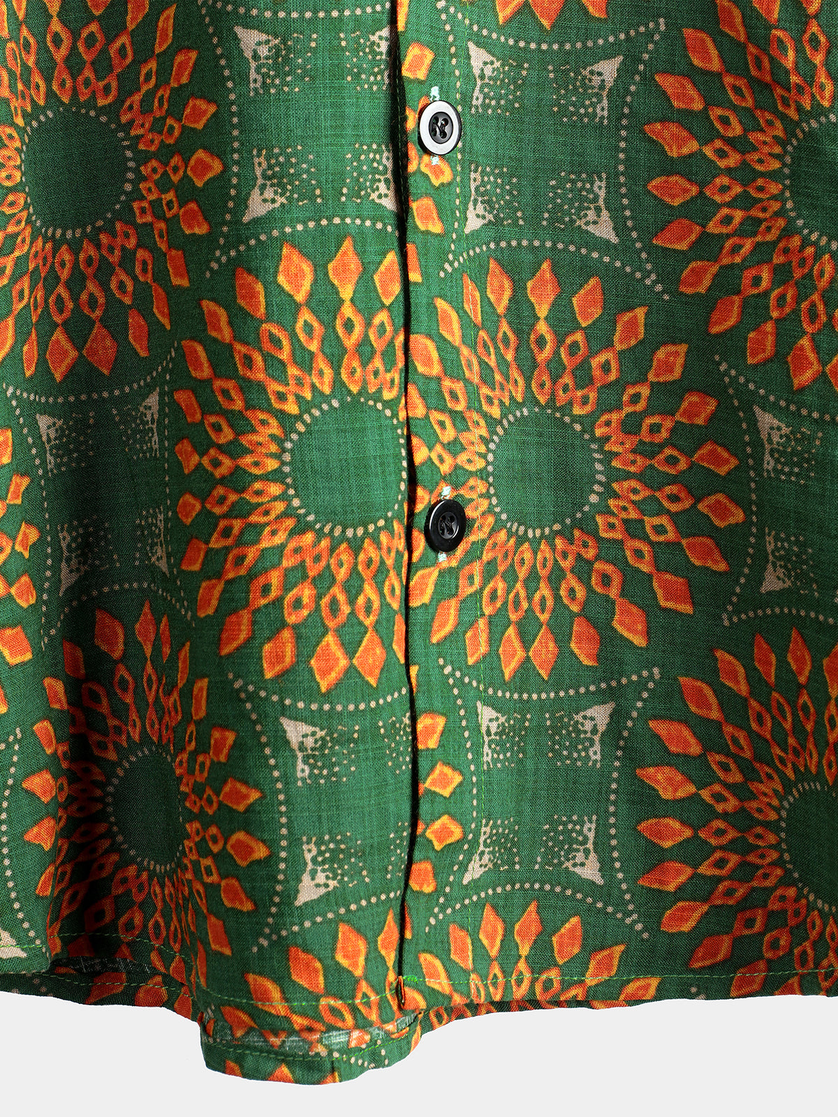 Camisa de algodón vintage 70s floral retro Button Up Green Summer Beach Bohemian Boho de manga corta para hombre