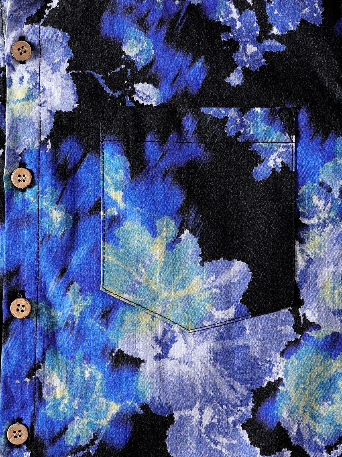 Camisa Tie Dye floral de manga corta Button Up transpirable Cool casual para hombre
