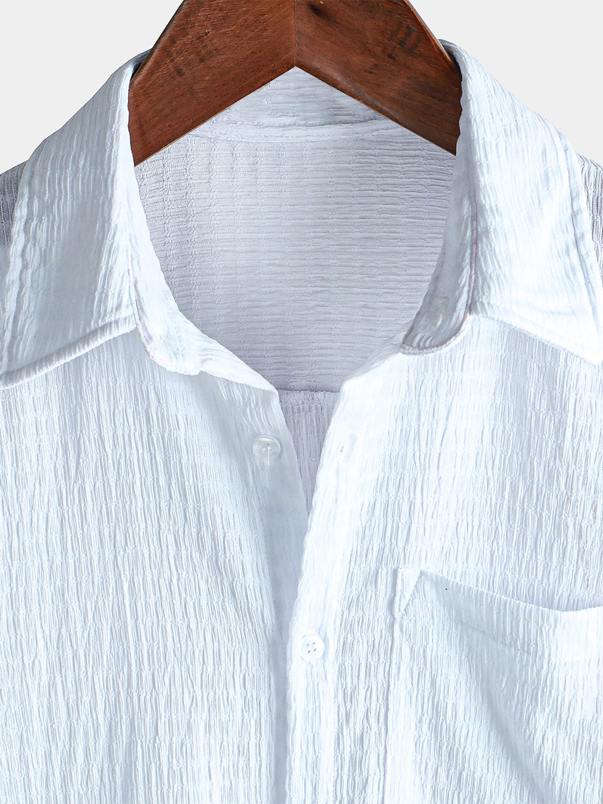 Camisa Summer de color sólido Pocket casual de manga corta para hombre