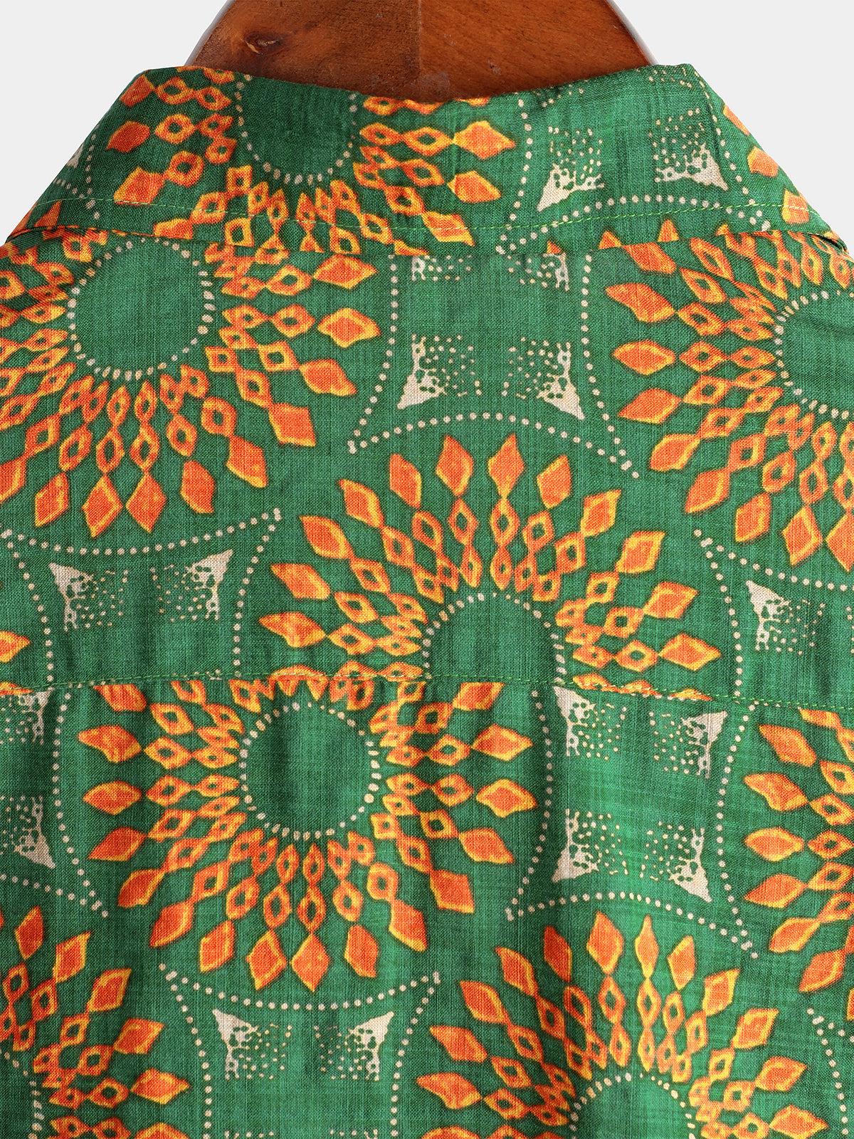 Camisa de algodón vintage 70s floral retro Button Up Green Summer Beach Bohemian Boho de manga corta para hombre