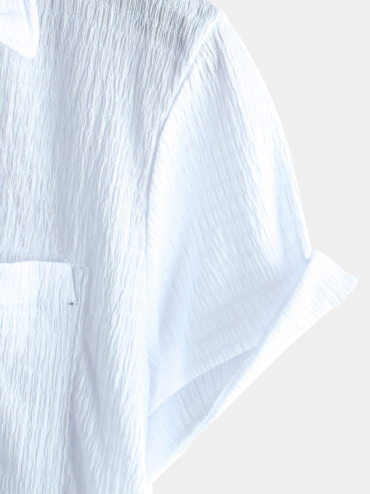 Camisa Summer de color sólido Pocket casual de manga corta para hombre