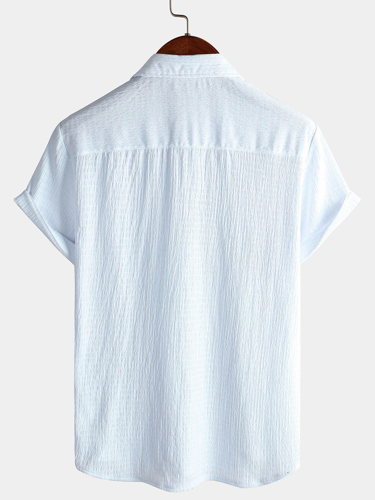 Camisa Summer de color sólido Pocket casual de manga corta para hombre