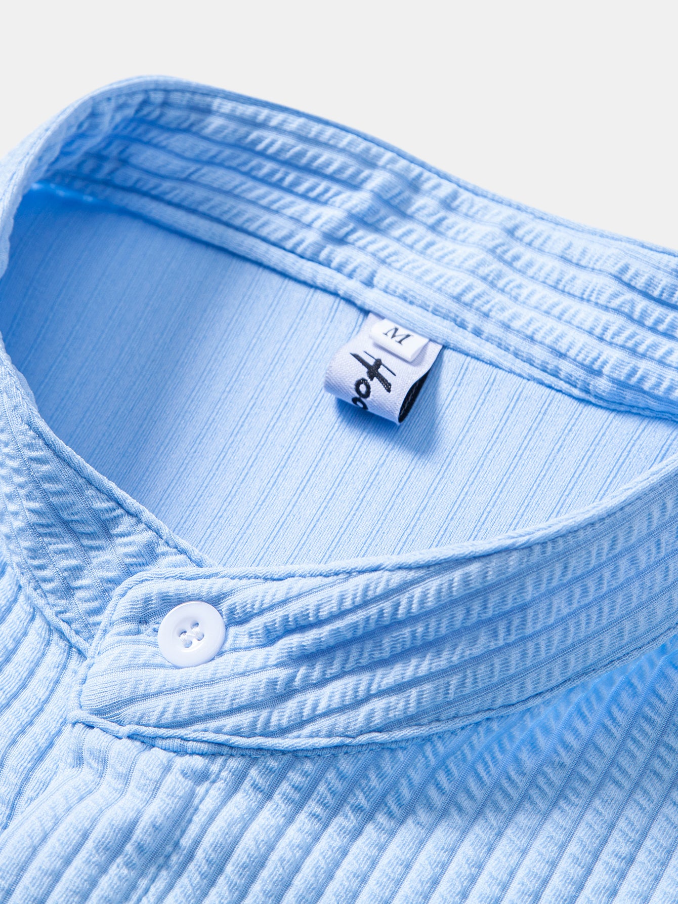 Camisa Muscle Fit Ribbed Stand Collar