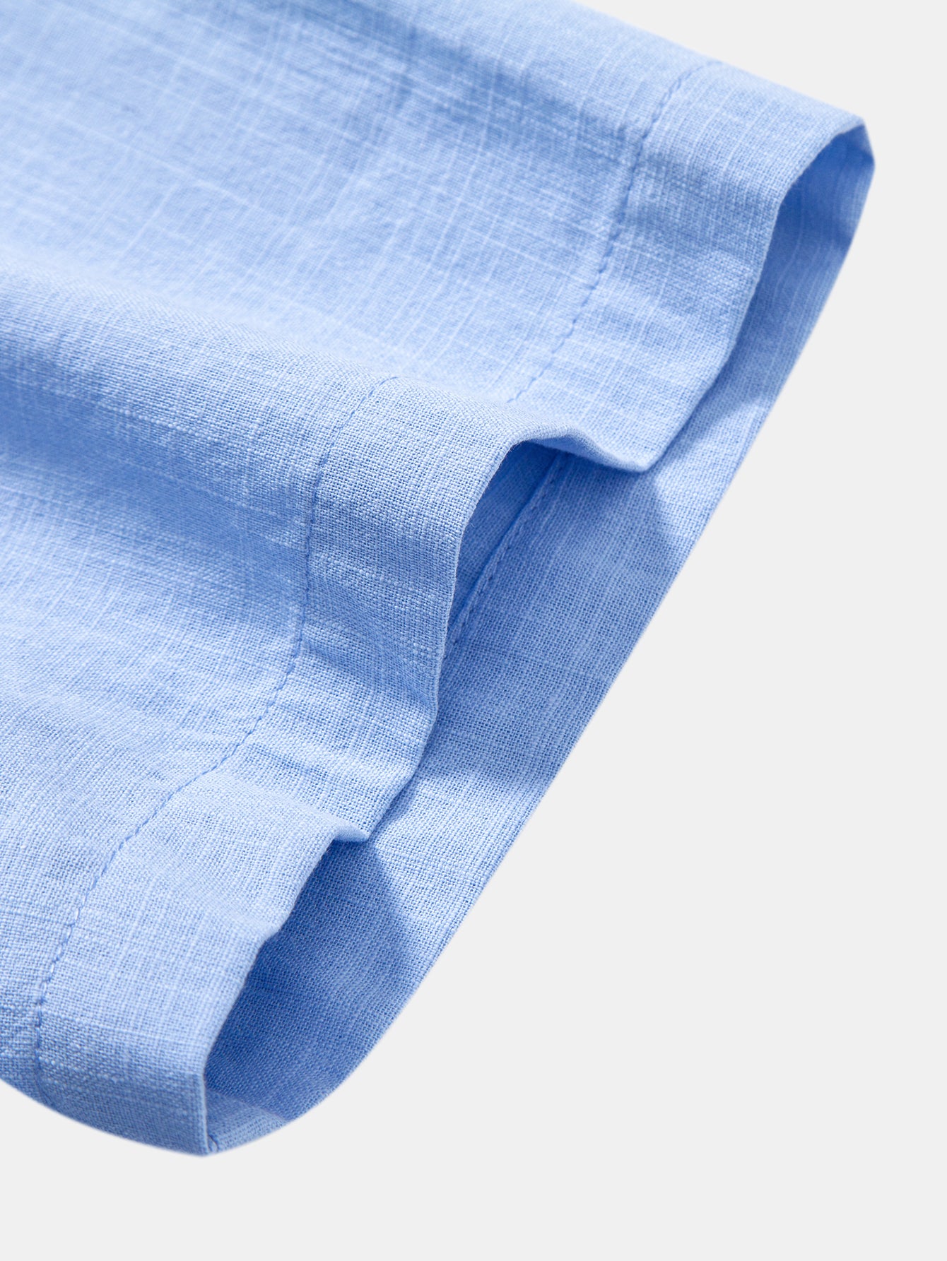 Camisa de manga corta de lino Look Stand Collar