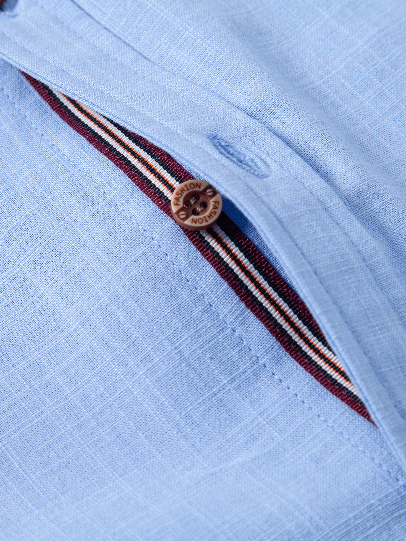 Camisa de manga corta de lino Look Stand Collar