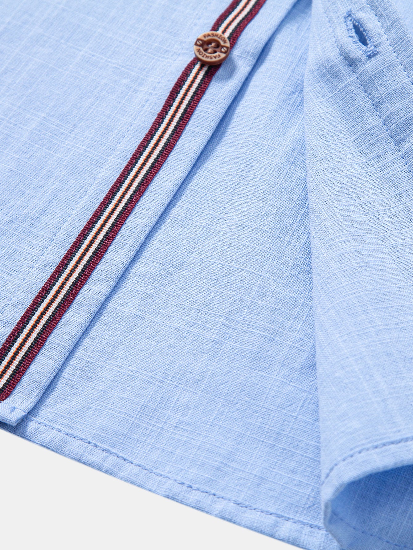 Camisa de manga corta de lino Look Stand Collar