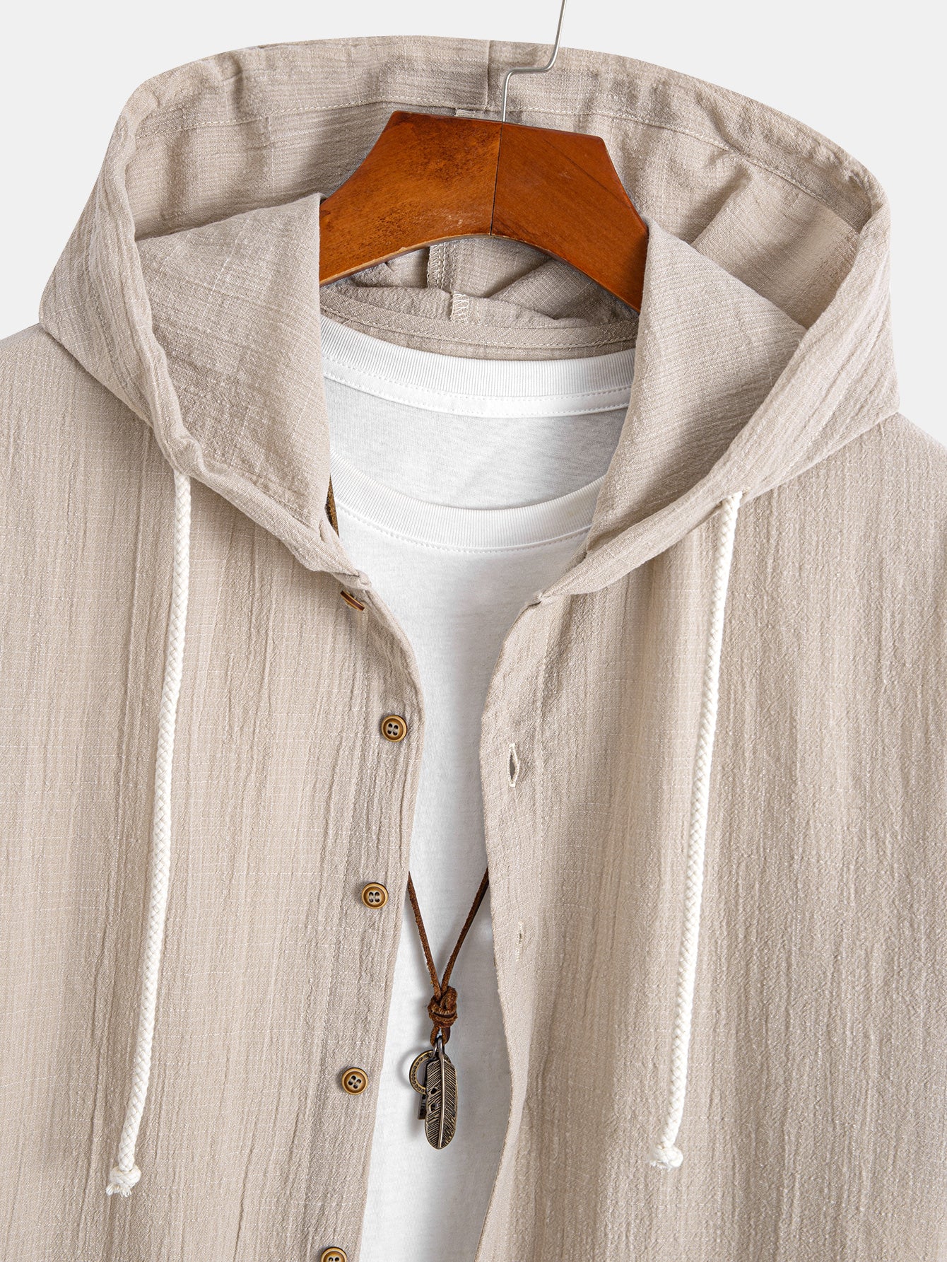 Camisa de manga corta de lino Look Hooded