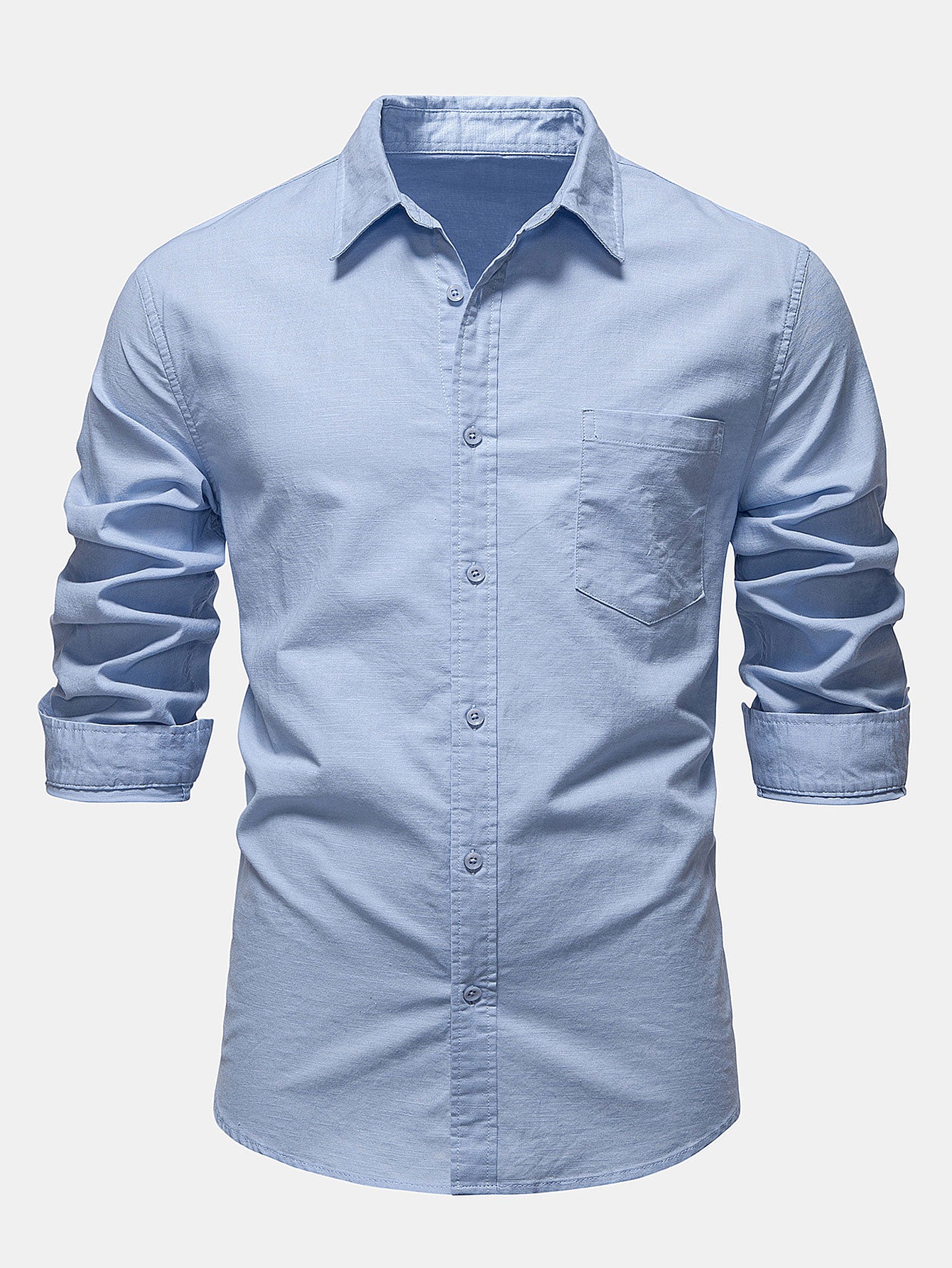 Camisa de manga larga de lino de algodón Blend With Pocket