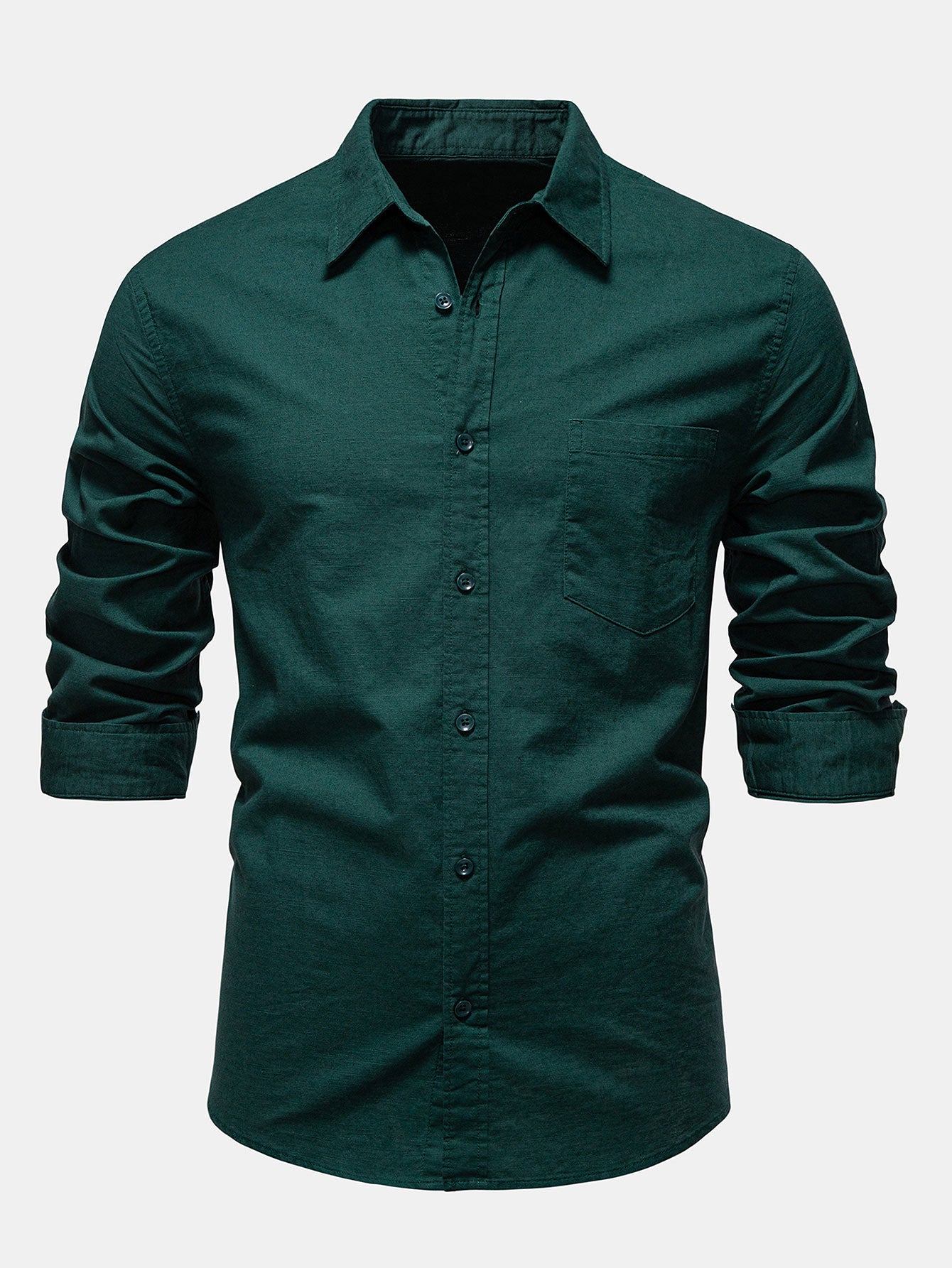 Camisa de manga larga de lino de algodón Blend With Pocket