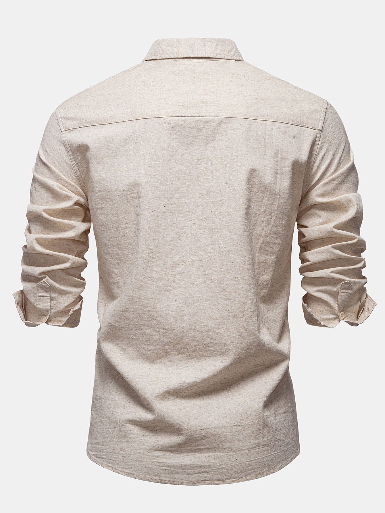 Camisa de manga larga de lino de algodón Blend With Pocket