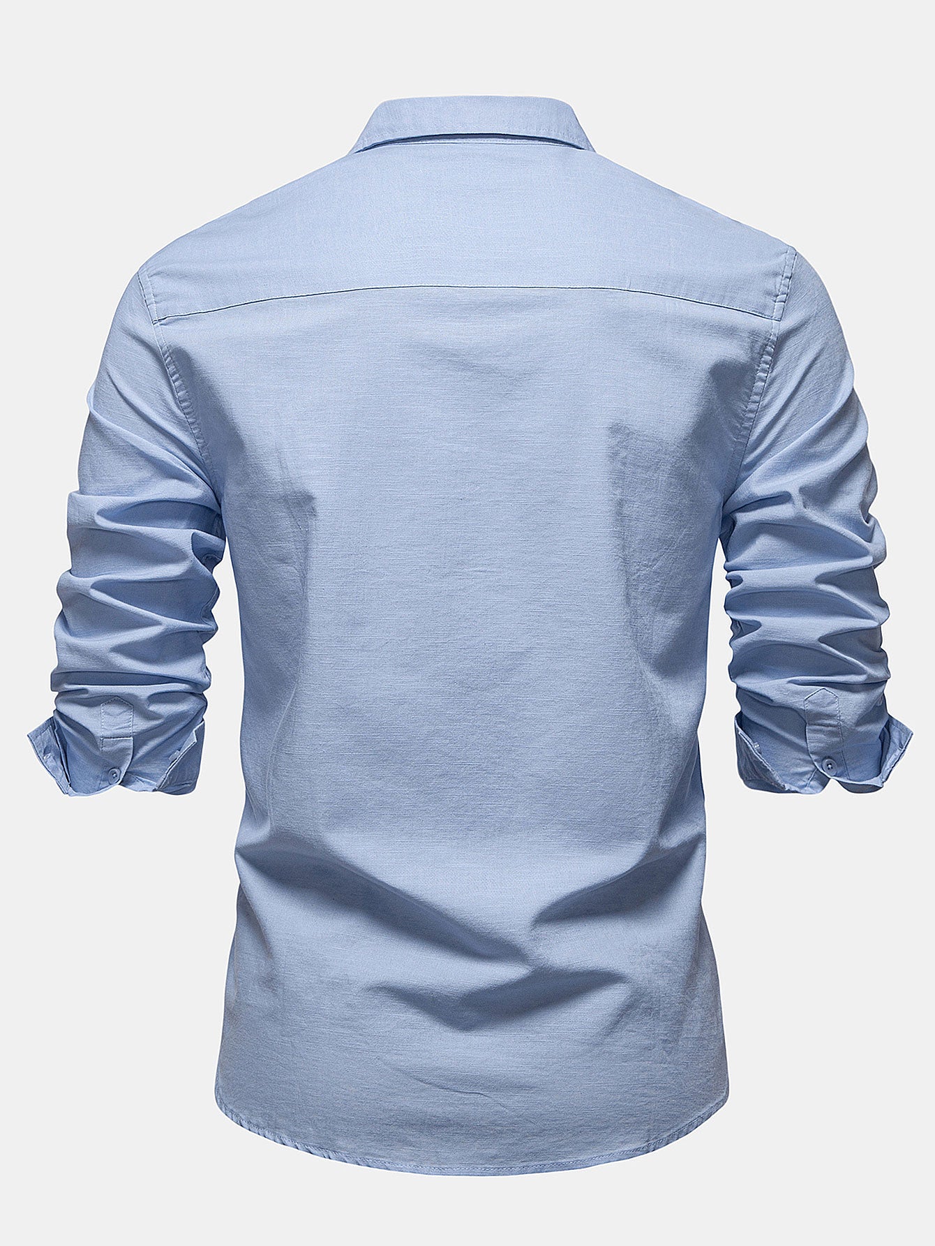 Camisa de manga larga de lino de algodón Blend With Pocket