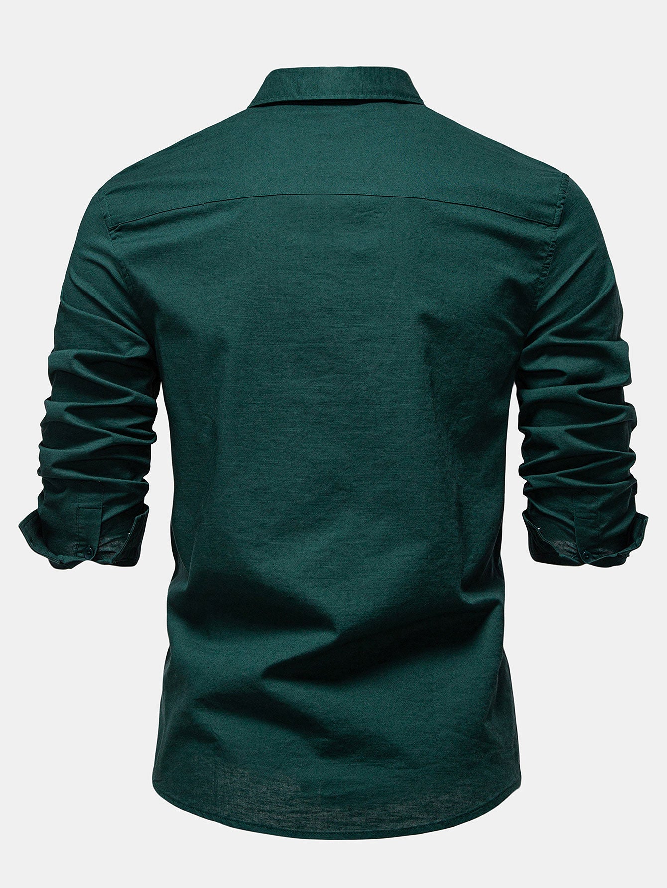Camisa de manga larga de lino de algodón Blend With Pocket