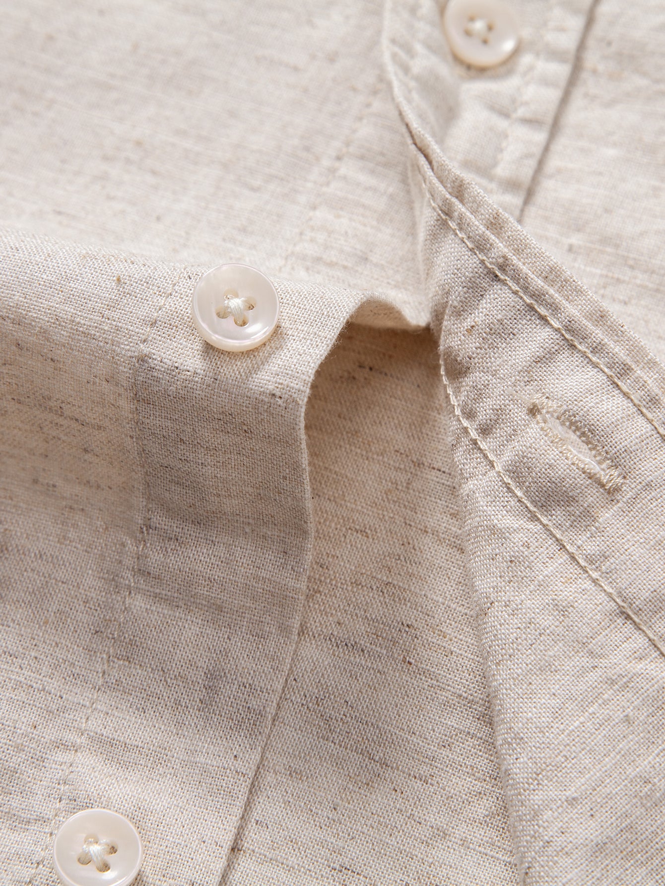Camisa de manga larga de lino de algodón Blend With Pocket