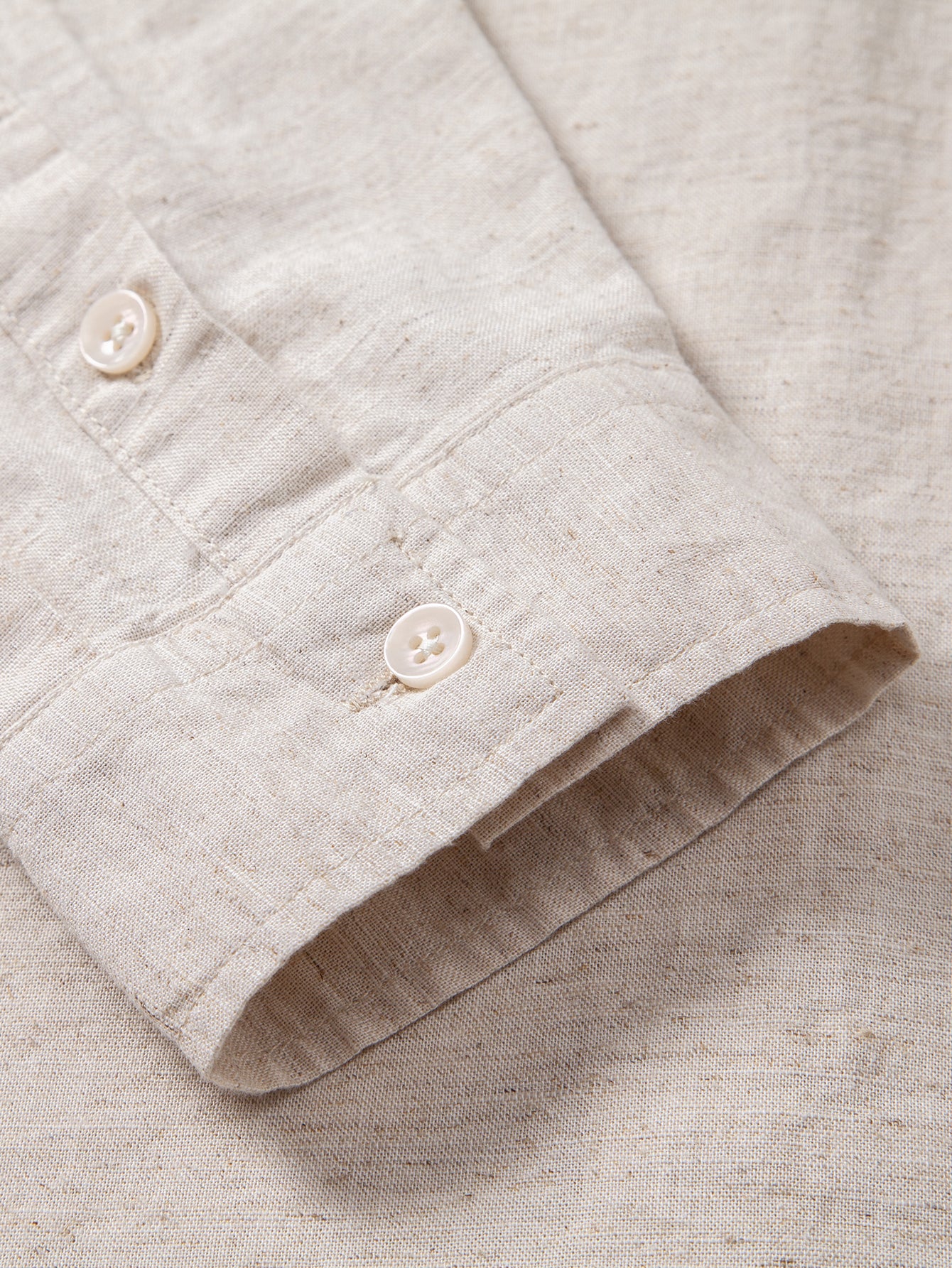 Camisa de manga larga de lino de algodón Blend With Pocket