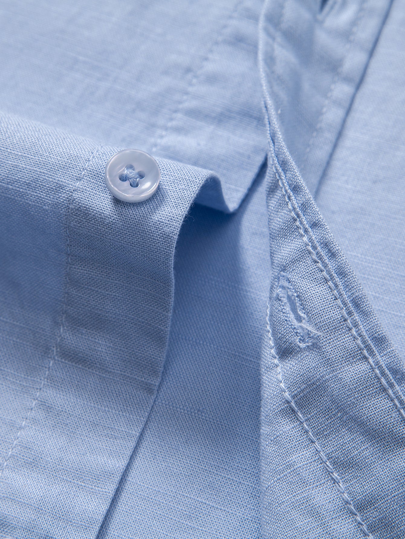 Camisa de manga larga de lino de algodón Blend With Pocket