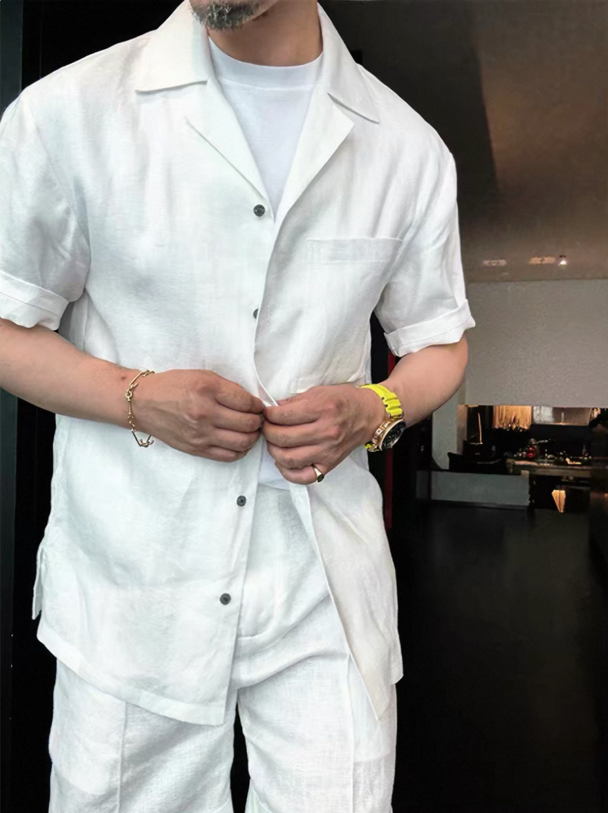 Camisa Summer de lino & shorts Set para hombre