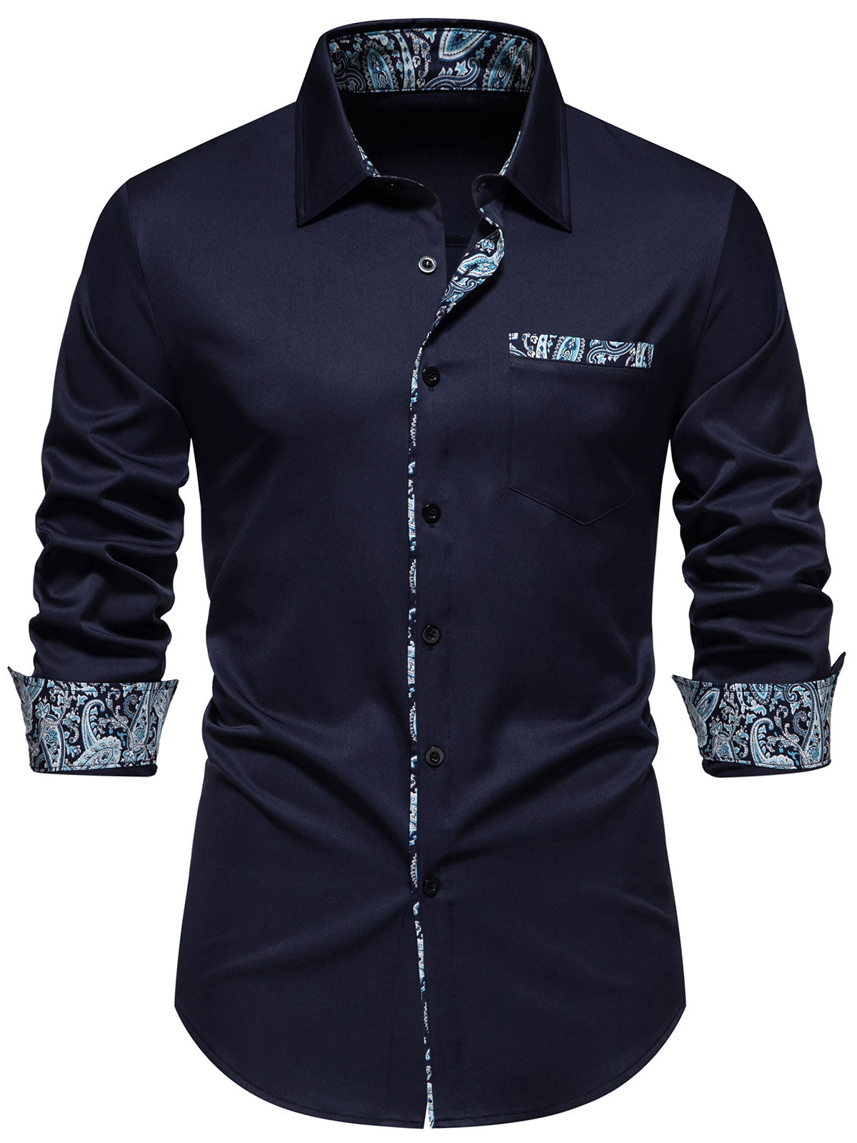 Camisa Paisley estampado Colorblock de manga larga para hombre